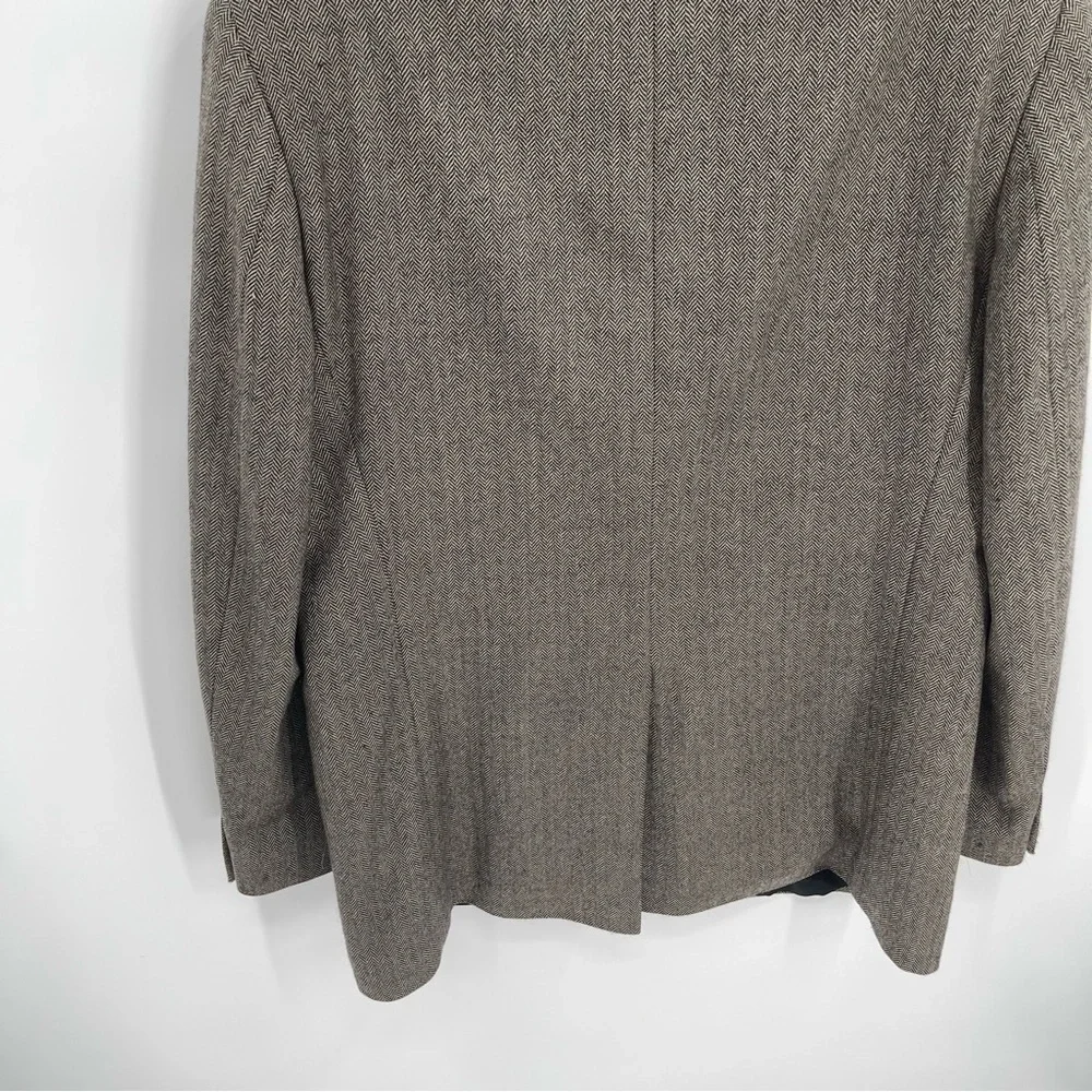 Lauren Ralph Lauren 100% Lambswool Blazer Mens Size 41L Brown Black Herringbone